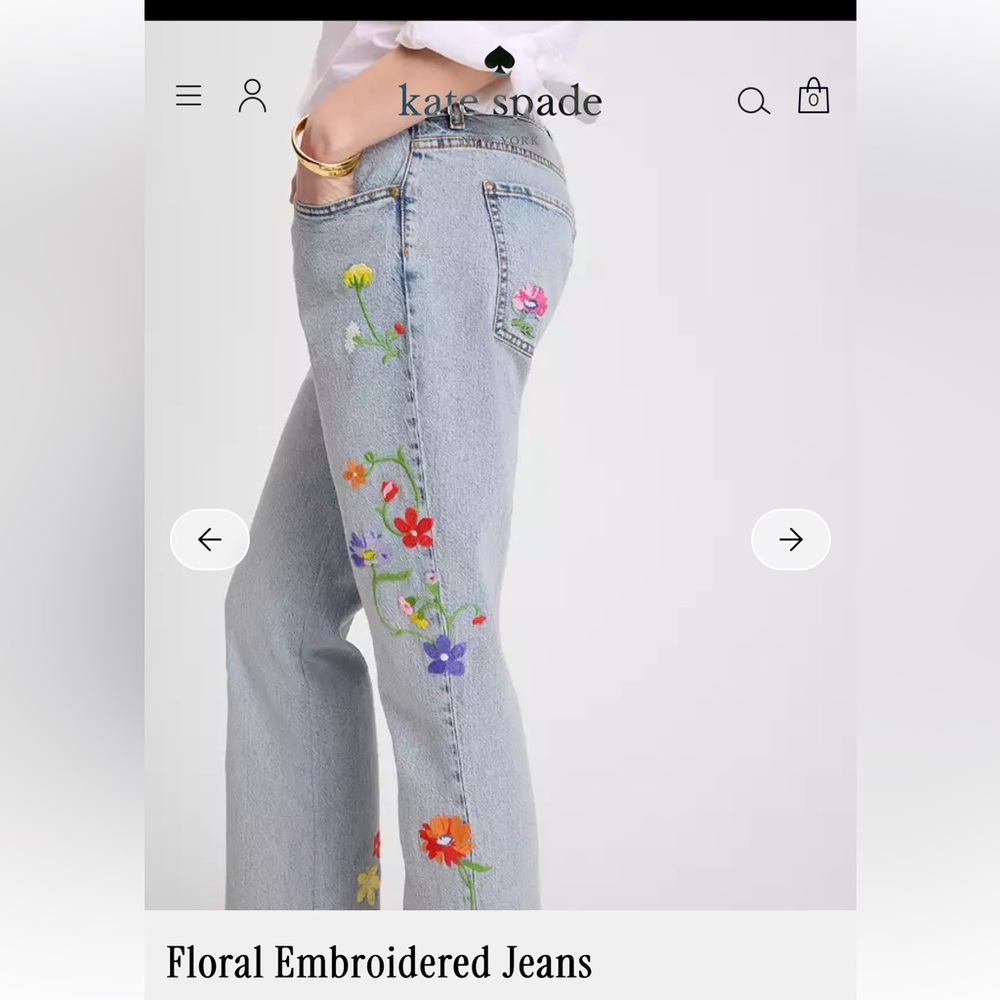 Kate Spade Floral Embroidered Jeans Size 30 - Picture 2 of 7